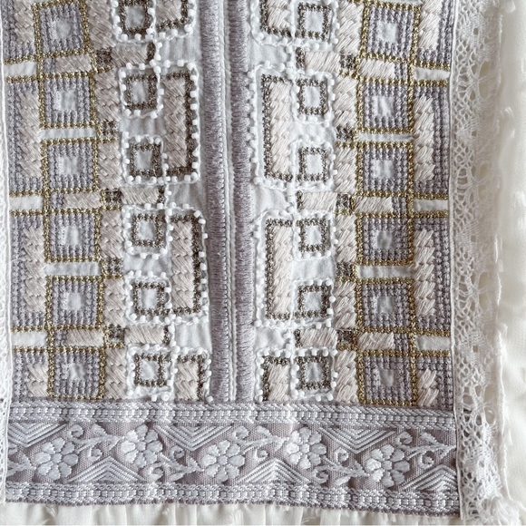 Anthropologie One September Pasto Swiss Dot Embroidered Beaded Cream Blouse, S - Picture 7 of 11